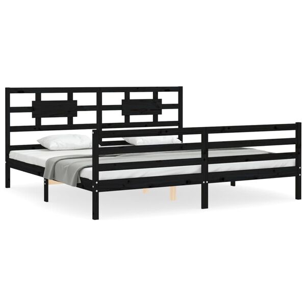 vidaXL Cadre de lit sans matelas noir 200x200 cm bois massif