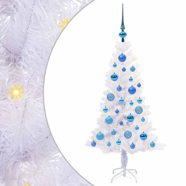 vidaXL Sapin de No&euml;l artificiel avec 150 LED Blanc 120 cm PVC et Acier