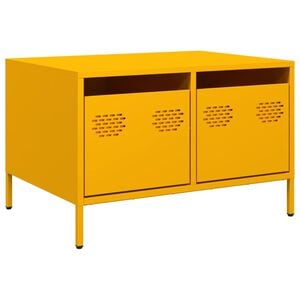 vidaXL Meuble TV jaune moutarde 68x50x43,5 cm acier lamin&eacute; &agrave; froid