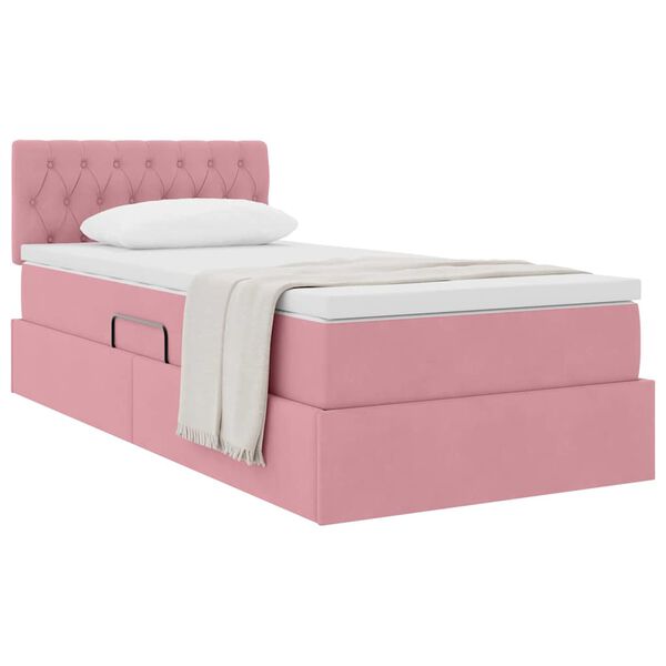 vidaXL Lit de Rangement avec matelas Rose 90 x 190 cm Velours