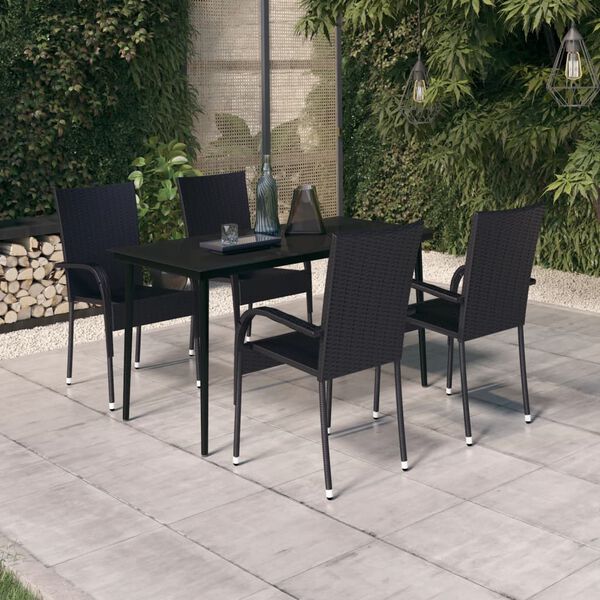 vidaXL Ensemble à manger de jardin 5 pcs Noir