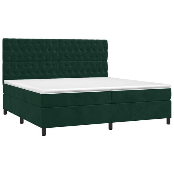 vidaXL Sommier &agrave; lattes de lit et matelas Vert fonc&eacute; 200x200cm Velours