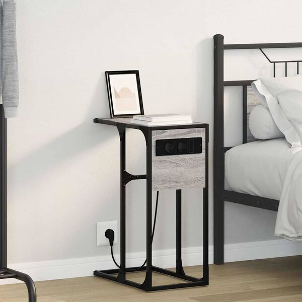 vidaXL Cabinet de chevet Gris Sonoma 41,5 x 26 x 60,5 cm