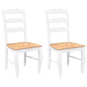 vidaXL Chaises de salle &agrave; manger 2 pcs blanc bois massif d'h&eacute;v&eacute;a