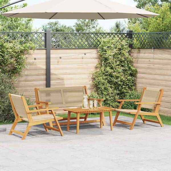 vidaXL Chaises de jardin avec table 4 pcs Beige Bois d'acacia massif