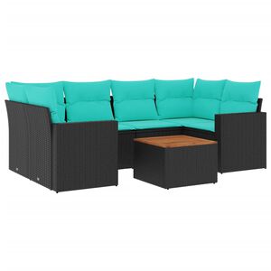 vidaXL Salon de jardin 7 pcs avec coussins noir r&eacute;sine tress&eacute;e