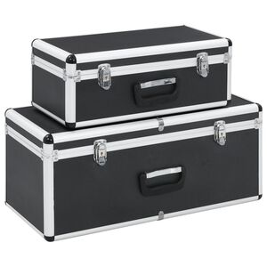 vidaXL Bo&icirc;tes de rangement 2 pcs Noir Aluminium