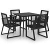vidaXL Ensemble &agrave; manger d'ext&eacute;rieur 5 pcs Rotin PVC Noir