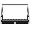 vidaXL Cadre de lit enfant avec tiroirs noir 90x200 cm bois pin massif