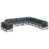 vidaXL Ensemble de canap&eacute; de jardin avec coussin 11 pcs Noir Aluminium