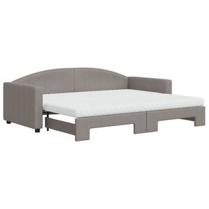 vidaXL Lit de jour avec gigogne et matelas taupe 90x200 cm tissu