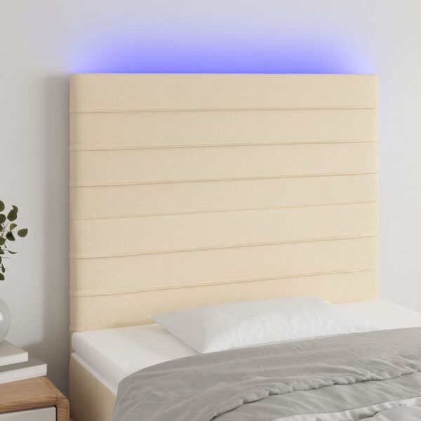 vidaXL T&ecirc;te de lit &agrave; LED Cr&egrave;me 100x5x118/128 cm Tissu