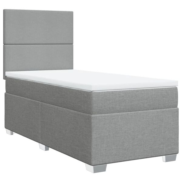 vidaXL Sommier &agrave; lattes de lit et matelas Gris clair 90x190 cm Tissu
