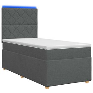 vidaXL Lit boxspring avec matelas Gris fonc&eacute; 90 x 190 cm Tissu