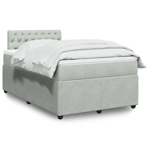 vidaXL Sommier &agrave; lattes de lit et matelas Gris clair 120x200cm Velours