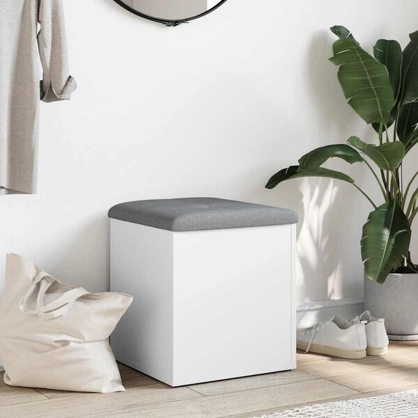 vidaXL Banc de rangement Blanc 42x42x45 cm Bois d'ing&eacute;nierie