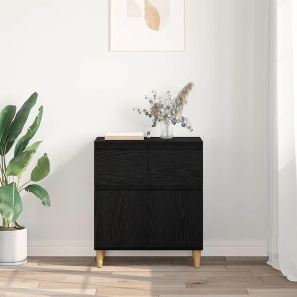 vidaXL Buffet avec tiroir Ch&ecirc;ne noir 60 x 35 x 70 cm Bois d'ing&eacute;nierie