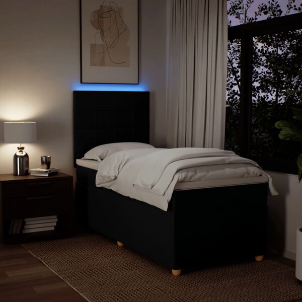 vidaXL Sommier &agrave; lattes de lit avec matelas Noir 100x200 cm Tissu