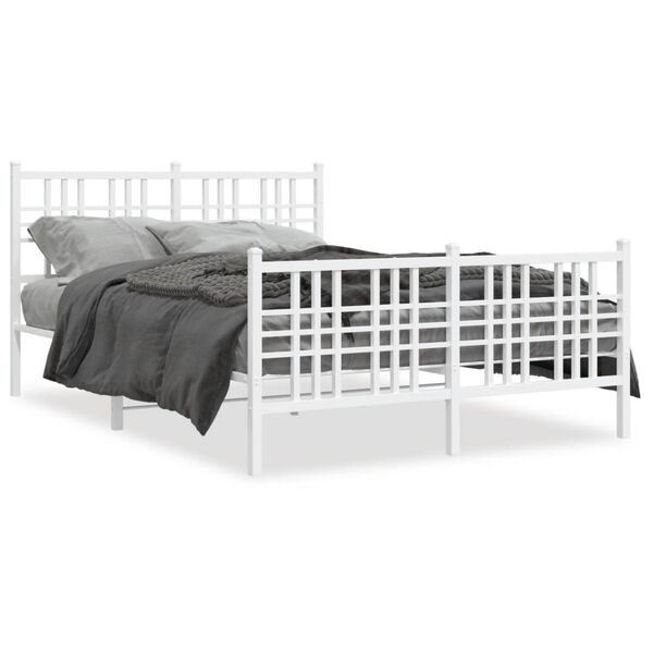vidaXL Cadre de lit m&eacute;tal sans matelas et pied de lit blanc 120x200 cm