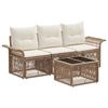 vidaXL Ensemble de canap&eacute; de jardin 4 pcs Beige polyrotin