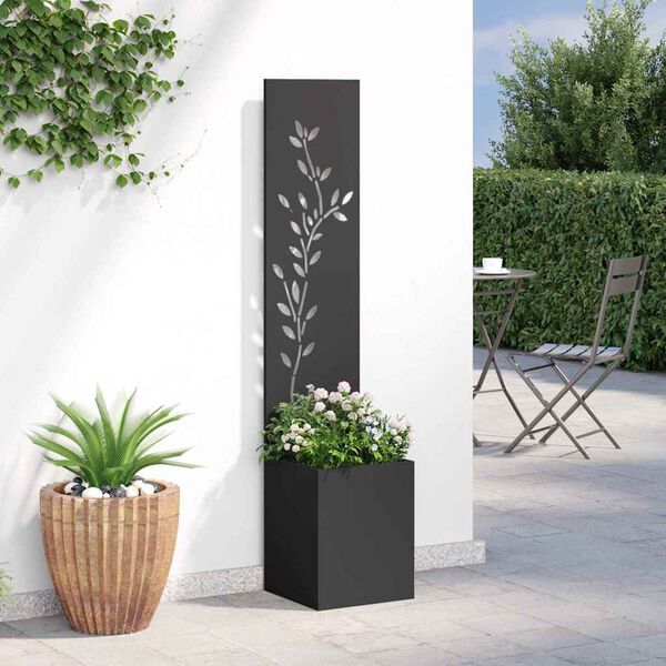 vidaXL Écran de confidentialité de jardin Floral Noir 32 x 140 cm