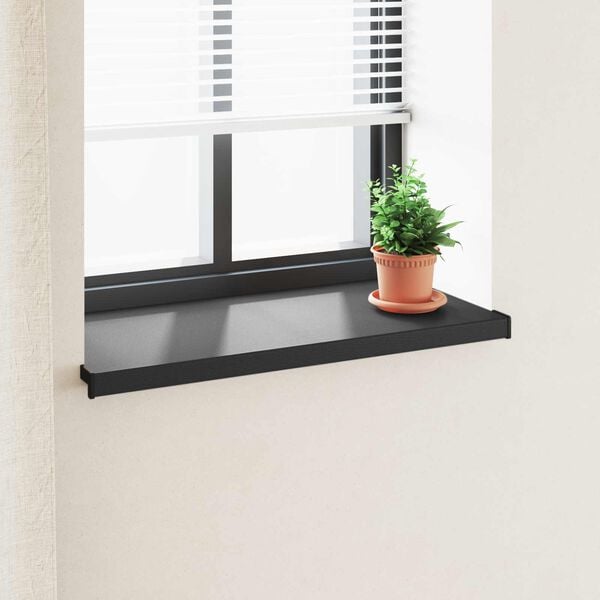 vidaXL Appui de fen&ecirc;tre Noir avec grain de bois 80 x 45 x 4,5 cm PVC