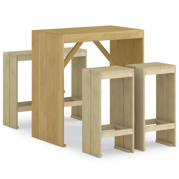 vidaXL Meubles de bar de jardin 5 pcs Bois de pin impr&eacute;gn&eacute;