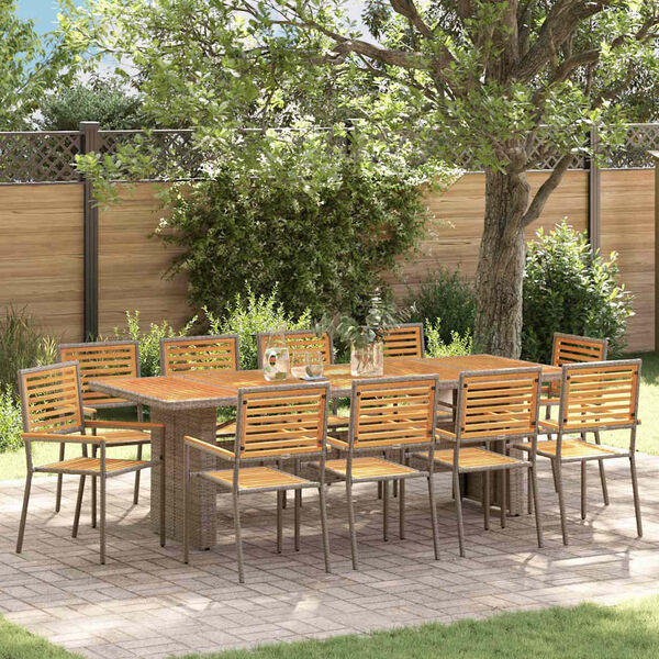 vidaXL Ensemble de salle &agrave; manger pour jardin 11 pcs Gris et marron