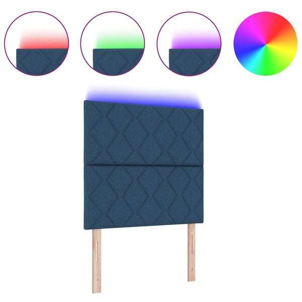 vidaXL Tête de lit avec des lumières à LED Réglable Bleu 100 cm tissu