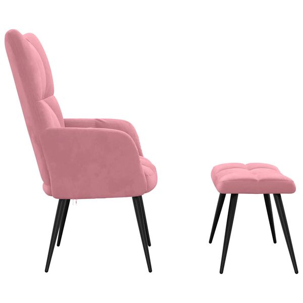 vidaXL Chaise de relaxation avec tabouret Rose Velours