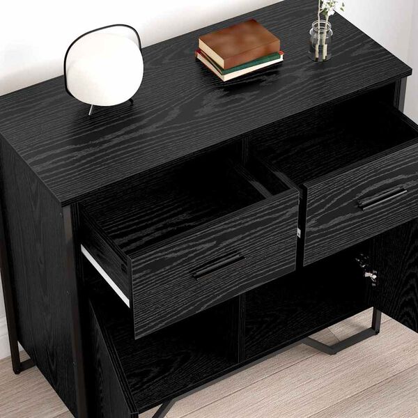 vidaXL Buffet avec tiroir Ch&ecirc;ne noir 79,5 x 35,5 x 74,5 cm
