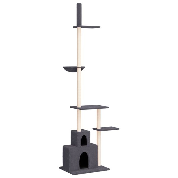 vidaXL Arbre &agrave; chat du sol au plafond Gris fonc&eacute; 250,5-276,5 cm