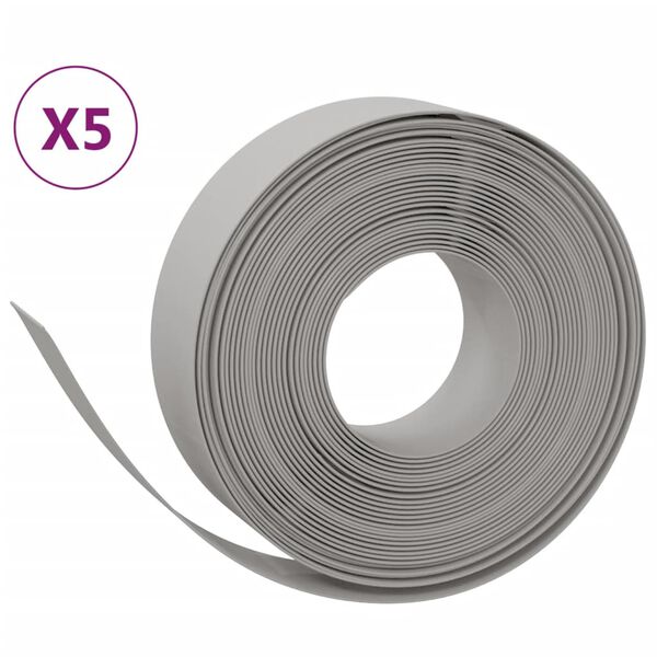 vidaXL Bordures de jardin 5 pcs gris 10 m 15 cm polyéthylène