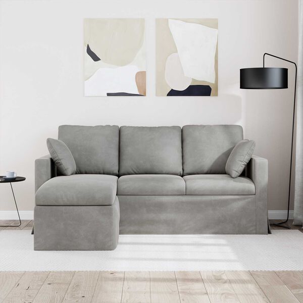 vidaXL Canap&eacute; Gris clair 198 x 134 x 80 cm Velours