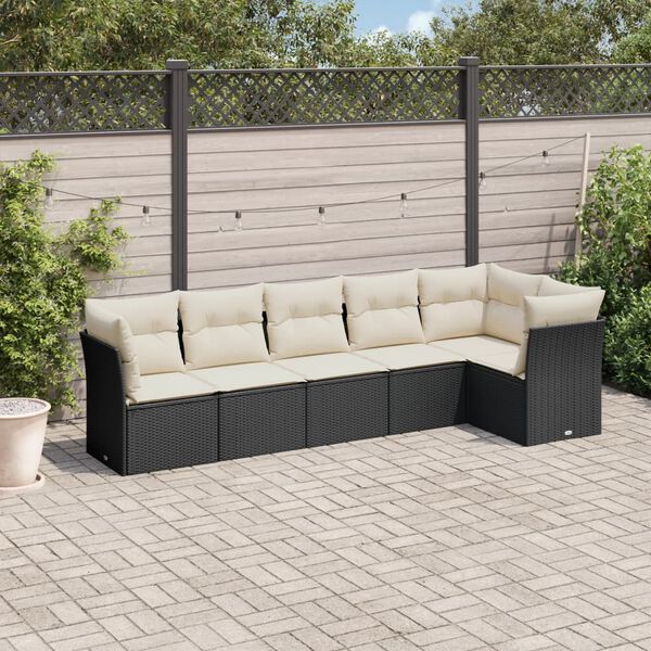vidaXL Salon de jardin 6 pcs avec coussins noir r&eacute;sine tress&eacute;e