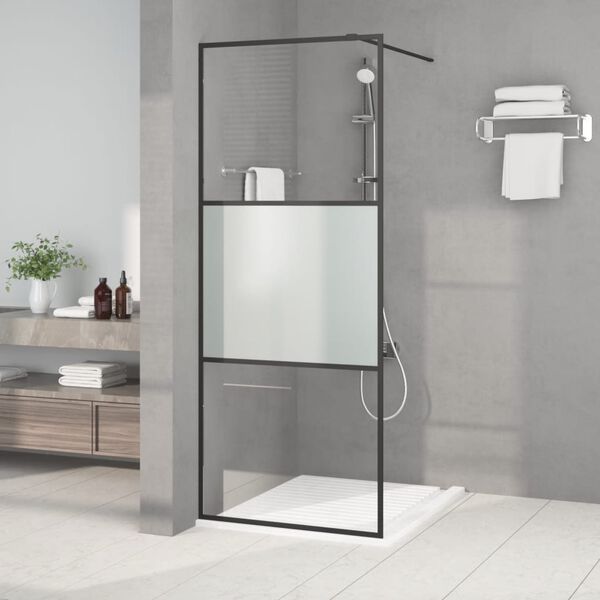 vidaXL Paroi de douche Noir 80x195 cm Verre ESG demi-d&eacute;poli