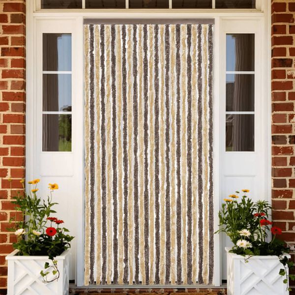 vidaXL Rideau anti-mouches marron fonc&eacute; et beige 100x230 cm chenille