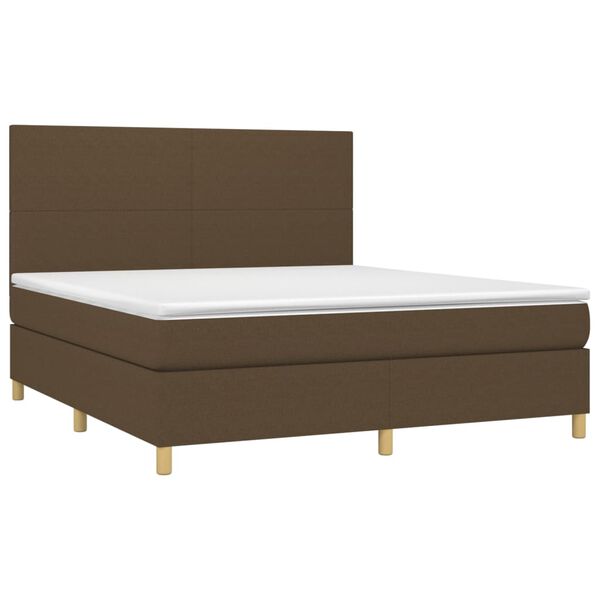 vidaXL Sommier &agrave; lattes de lit matelas et LED Marron fonc&eacute; 180x200 cm