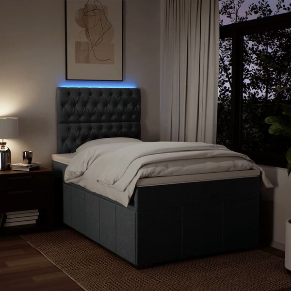 vidaXL Sommier &agrave; lattes de lit avec matelas taupe 120x190 cm tissu