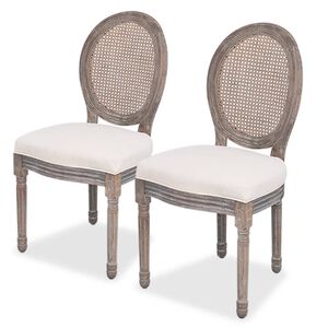 vidaXL Chaises &agrave; manger lot de 2 cr&egrave;me tissu