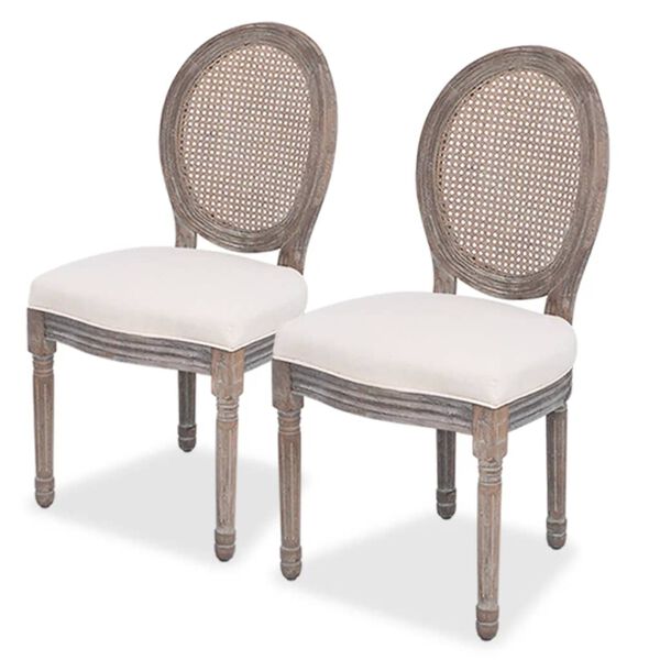 vidaXL Chaises &agrave; manger lot de 2 cr&egrave;me tissu