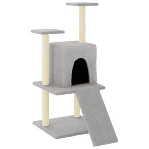 vidaXL Arbre &agrave; chat avec griffoirs en sisal gris clair 110 cm