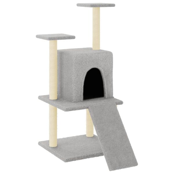 vidaXL Arbre à chat avec griffoirs en sisal gris clair 110 cm