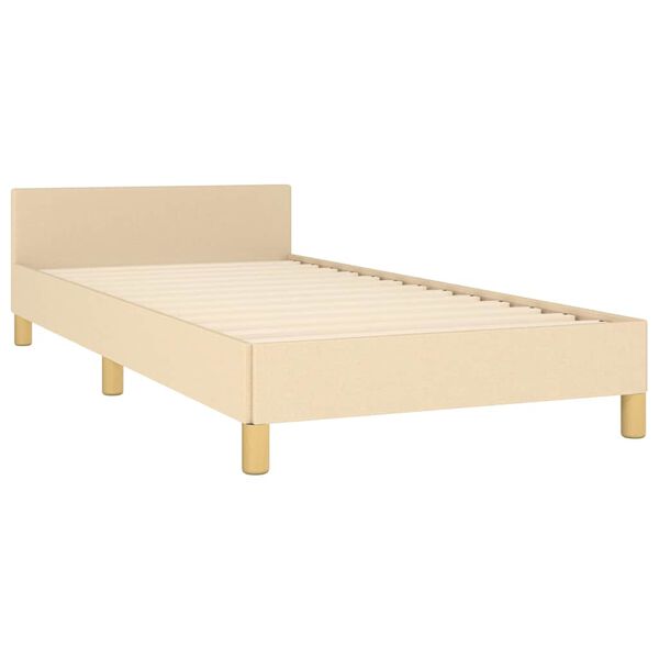 vidaXL Cadre de lit avec tête de lit sans matelas crème 80x200cm tissu
