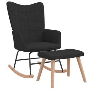 vidaXL Chaise à bascule avec tabouret Noir Tissu
