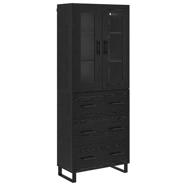 vidaXL Haut Armoire 2 pcs Ch&ecirc;ne noir Bois Agglom&eacute;r&eacute; et Verre