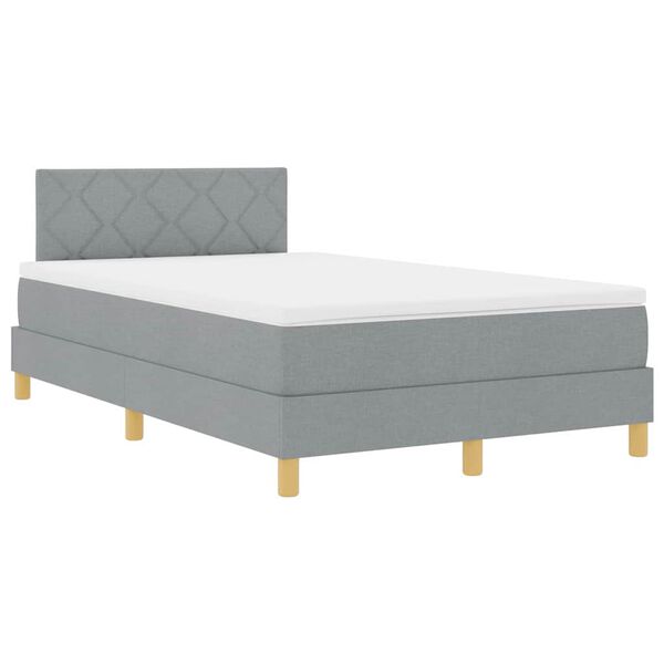 vidaXL Lit &agrave; ressorts avec matelas Gris clair 120 x 190 cm tissu