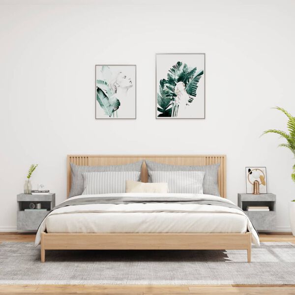 vidaXL Meubles TV muraux et lumi&egrave;res LED 2pcs gris b&eacute;ton 40x30x40 cm