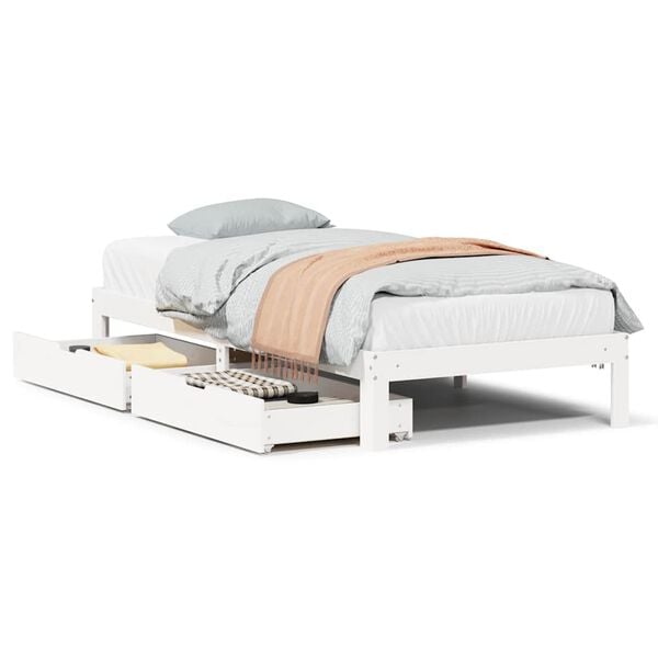 vidaXL Cadre de lit avec tiroirs sans matelas blanc 75x190 cm