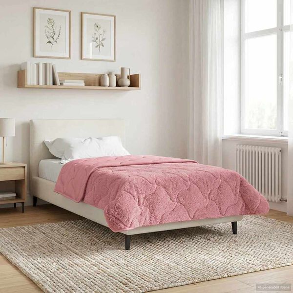 vidaXL Duvet complet toute l'ann&eacute;e Matelass&eacute; Rose 155 x 200 cm